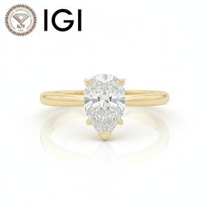 แหวนเพชรเม็ดเดี่ยวทรงลูกแพร์สี E ระดับ VVS1 ทองคำขาว 9K แท้ พร้อมใบรับรอง IGI ฝังเพชรแบบหนามเตยสำหรับผู้หญิง - Product Image 3