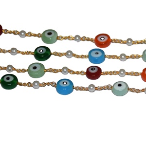 Magnifique chaîne de perles multicolores et de perles de rocaille, plaquée or, faite à la main, pour la création de bijoux - Product Image 4