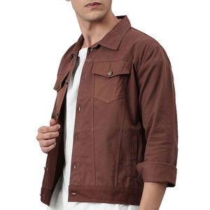 Veste en jean marron décontractée pour homme 2026, manches longues, style urbain, respirante, hiver, fabricant OEM ODM - Product Image 2