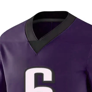 Custom Maroon Gold American Football Jersey V-Neck Short Sleeve Mesh Breathable 100% Polyester Sublimated Print Team <b>Name</b> Number - Product Image 6