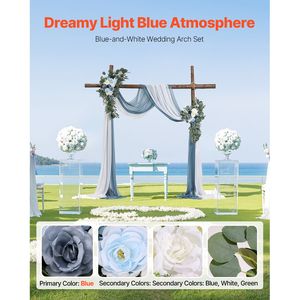 Kit di Fiori Artificiali Blu Fatti a Mano per Arco Nuziale (Confezione da 4) Include 2 Drappeggi in Tulle per Location di Matrimoni - Product Image 2