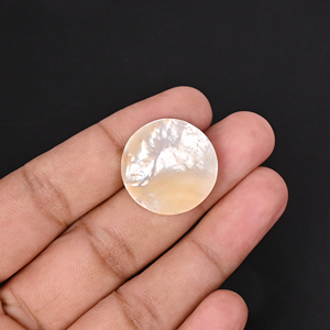 Perle de nacre naturelle 14 carats 22x22mm ronde à coupe lisse blanche, pierre précieuse en vrac - Product Image 2