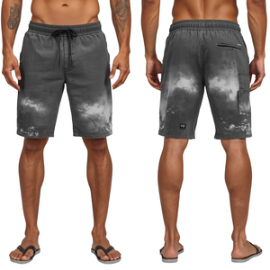 Pantalones Cortos Premium para Hombre con Lavado Ácido, Diseño Vintage con Estampado de Tormenta, Estilo Desgastado y Ajuste Cómodo - Product Image 2