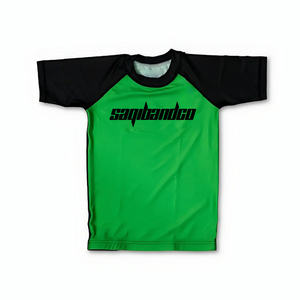 Saqibandco Green <b>Black</b> Raglan MMA Rash Guard Quick Dry Polyester Unisex Adult Regular Fit Shirts Mixed Martial Arts Wear - Product Image 5
