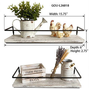 Étagères murales flottantes en bois avec barre métallique - Ensemble de 2 - Product Image 5