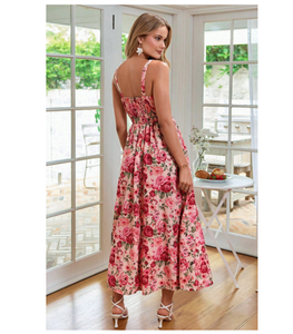 Vestido Midi de Mujer, Estampado Floral, Línea A, Polialgodón Ecológico, Transpirable, Suave y Cómodo, para Fiestas de Verano, Casual - Product Image 2