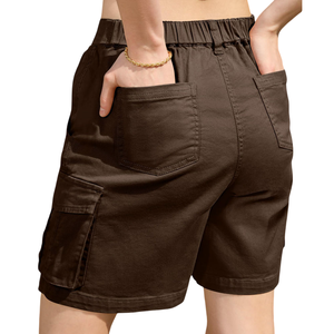 <b>Women's</b> High Waist <b>Cargo</b> <b>Shorts</b> Solid Color Canvas Breathable Casual Utility <b>Shorts</b> with Pockets Button Fly Regular Fit - Product Image 4