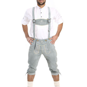 Pantalones de Cuero Bávaros Personalizados para Hombre, 100% Cuero, Cierre con Botones, Bordados Tradicionales Alemanes - Product Image 1