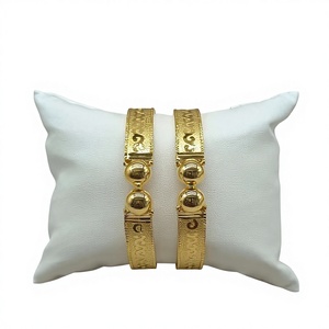 22K <b>Solid</b> <b>Gold</b> <b>Bangle</b> Set for Women Traditional Indian <b>Gold</b> Kada Pair Elegant Handcrafted Yellow <b>Gold</b> Bracelets - Product Image 1