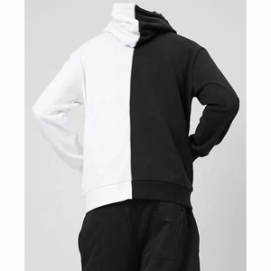 Sweat-shirt à capuche d'hiver personnalisé avec impression numérique, 100% coton, épais, bicolore, en molleton noir, unisexe, vente en gros - Product Image 1