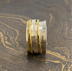 Truly Trendy Two-Tone <b>Spinner</b> <b>Ring</b> 5.8 Grams Wide Rotating Band 925 Silver Perfect Gift For Occasion - Product Image 2