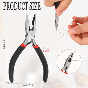 Long <b>Nose</b> Flat Jewelry Pliers Wire Cutter Multifunctional Stripping Crimping Tool ZetomedPro - Product Image 5