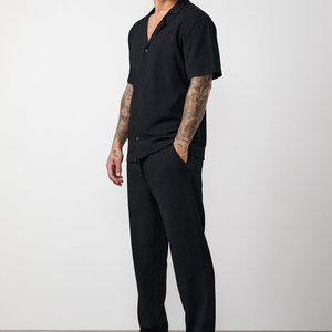 Custom Wholesale Blank Plus Size Cotton <b>Jogger</b> Sweatpants <b>Stacked</b> Sweat Loose Pants Men Straight Leg Sweatpants - Product Image 1