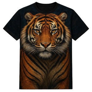 เสื้อยืดแขนสั้นลายเสือสำหรับผู้ชาย ทรงโอเวอร์ไซส์ คอกลม ลวดลายสัตว์ ผ้าถักไหม/ฝ้าย แห้งเร็ว ระบายอากาศได้ดี - Product Image 1