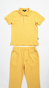 High-Quality Men's Polo Shirt and Pants <b>Set</b> Short Sleeve Solid <b>Colour</b> Casual Summer Wear Elastic Waist Knitted Fabric - Product Image 3