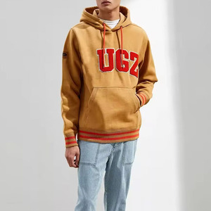 Sweat-shirt à capuche pour homme en coton molletonné avec broderie de la lettre UGZ, style décontracté pour l'automne, coupe classique - Product Image 3