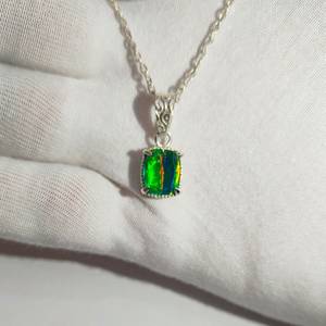 Green Rainbow Opal Vintage Engagement Pendant Necklace 925 Sterling <b>Silver</b> Handmade NIKHIL GEMS Third Party Certified Wholesale - Product Image 5