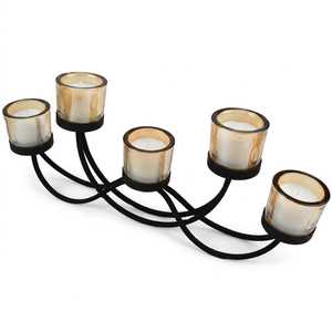 Support de bougie de Noël vintage en fer à cinq supports, résistant à la chaleur, fait main, écologique, luxe, géométrique, décoration d'intérieur, cadeau - Product Image 4