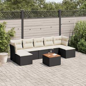 Conjunto de Sofás Modulares Grandes de Ratán PE Negro para Jardín, Muebles Modulares Elegantes para Exteriores - Product Image 1