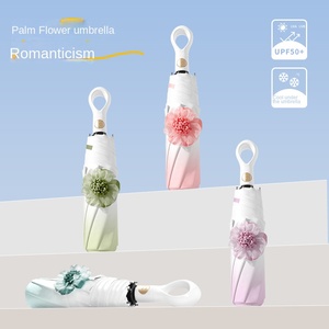 Three-fold Gradient Flower Full-<b>automatic</b> Open-close UV Protection Dual-use Black Rubber Men's Sun <b>Umbrella</b> - Product Image 4