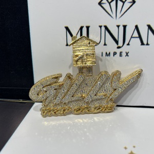 925 Sterling Silver Fine Jewelry Diamond Charms Gold Plated Custom Hiphop Unique Style Charm for Men - Product Image 4