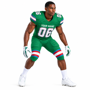 Ensemble d'uniformes de football américain personnalisés, maillot de football vert sublimé et pantalon rembourré, vêtements de sport personnalisés pour équipe de football - Product Image 5