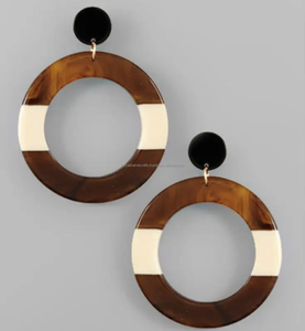 Venta caliente estilo bohemio joyería madera resina combinación pendientes mujer moda pendientes tendencia - Product Image 2