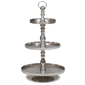 Soporte de Lujo de 3 Niveles para Cupcakes de Metal Plateado, Exhibidor de Postres de Aluminio Martillado para Bodas, Torre de Servicio de Aperitivos de Metal Resistente - Product Image 5