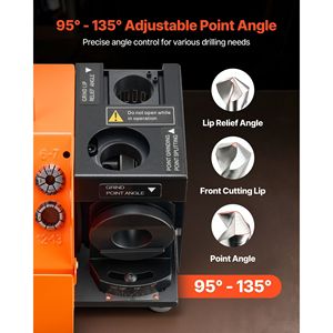 Afilador de Brocas Profesional D0100XU4MIA de 3-13 mm, 5800 RPM, con 11 Pinzas, Rueda CBN, Ajustable, Afilador Eléctrico - Product Image 4