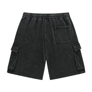 Pantalones cortos informales de rizo para hombre al por mayor, pantalones cortos de algodón con cordón para el sudor, pantalones cortos de verano con lavado ácido para hombre 2025 - Product Image 2