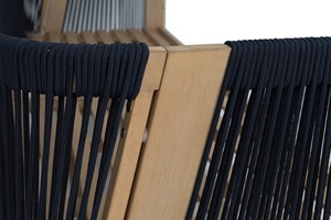 Juego de sofá de madera de eucalipto de cuerda azul marino de lujo para exteriores, diseño moderno elegante resistente a la intemperie para patios, hoteles, villas - Product Image 5