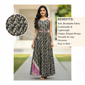 Robe florale en soie Habotai sur mesure - Chef-d'œuvre en soie noir minuit et magenta - Product Image 2