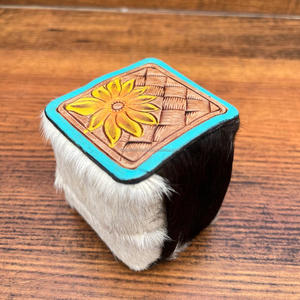 Caja de joyería de anillo más nueva, cuero mecanizado a mano, embalaje personalizado, Nota de regalo, diseño de lujo, caja de cuero de vaca genuino para mujer - Product Image 6