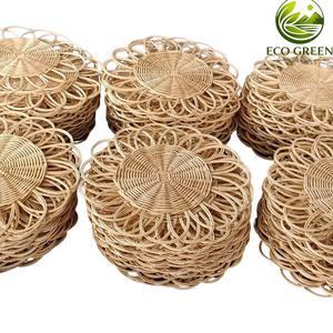Luxury <b>Blue</b> Woven Rattan Placemat Flower Design <b>Table</b> <b>Mat</b> for Coastal Home Kitchen Dining Room Decoration - Product Image 5
