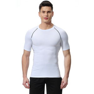 T-shirt de compression à manches longues pour homme, coupe ajustée, col rond, tissu jersey (polyester/coton/spandex) 320g, logo frontal, protection contre les chocs - Product Image 2