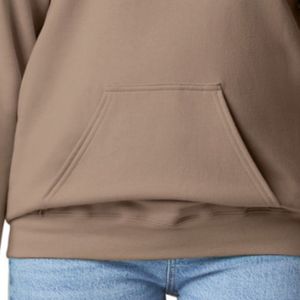 Sweat à capuche pour femme en molleton marron moka à manches longues avec poche kangourou, décontracté, logo personnalisable, vente en gros - Product Image 6