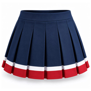 Ensemble d'uniformes de cheerleading personnalisés pour filles, deux pièces, bleu marine, blanc, rouge, imprimé par sublimation, haut et jupe plissée - Product Image 5