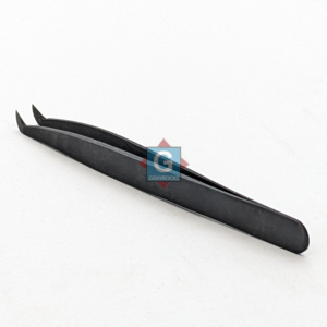 Pinzas de Precisión para Pestañas de Acero Inoxidable, Negras, Curvas, Punta Lisa, 10 mm - Product Image 1