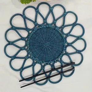 Vinagreen Handmade Woven Rattan Wedding Basket Plate <b>Circular</b> Flower Pattern Fancy Weaving Home Decor Ninh Binh - Product Image 3