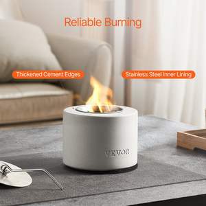 Foyer cylindrique en béton pour l'intérieur/l'extérieur du patio Cheminée de table pour l'extérieur du patio ou du jardin - Product Image 4