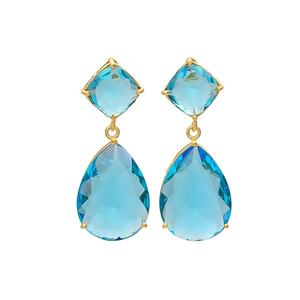 925 Sterling Silver Blue Topaz Hydro <b>Earrings</b> 18K Gold Plated <b>Fashion</b> <b>Drop</b> <b>Earrings</b> For Women - Product Image 4