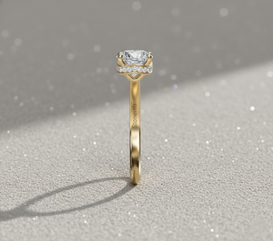 Anillo de Compromiso con Diamante Cultivado en Laboratorio, Oro Rosa de 14K, Corte Catedral, Pavé Solitario, para Fabricante de Joyería Personalizada Certificada - Product Image 3