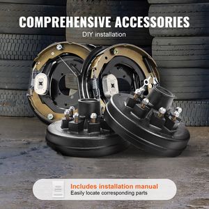 8 6.5\" B.C. Freni Elettrici Auto-Regolanti in Acciaio 12'' X 2'' per Rimorchi, Assemblaggio Freno Assale 7000 Libbre con Kit Mozzo 5'' per Carichi Pesanti - Product Image 3