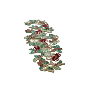 Beaded Cotton Foundation Handmade Embroidered <b>Table</b> <b>Runner</b> Luxury Event Designer Customizable Bulk Orders - Product Image 4