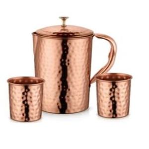 Carafe à eau de cuisine en cuivre de qualité supérieure avec couvercle, grand pichet à boissons avec poignée pour le service à table et l'hôtellerie - Product Image 5