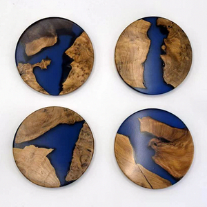 4 Pcs Set Round Wooden <b>Coasters</b> with Epoxy Resin, Bar <b>Coaster</b> for <b>Drinks</b>, Modern <b>Coasters</b> for Bar Kitchen Home Apartment - Product Image 6