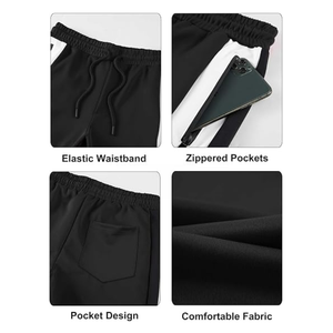 Ensemble de survêtement athlétique 2 pièces pour homme, coupe ajustée, avec poches zippées, en molleton, pour la détente - Product Image 6