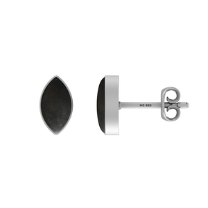 Premium 925 Silver Shungite Gemstone Pear Marquise Oval Cab Butterfly Lock Stud <b>Earrings</b> Bezel Setting Pack of 3 Pairs - Product Image 3