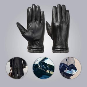 Leather Full Finger Gloves Thermal Insulated Touchscreen Winter Outdoor Unisex Pull On Racing Gloves - Product Image 2