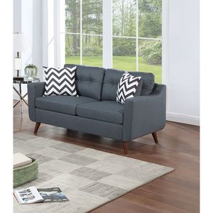 Set Divano Moderno e Accogliente a 2 Posti Blu Grigio in Polifibra Trapuntata con Cuscini per Soggiorno - Product Image 5